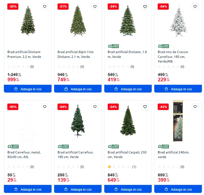 Cât COSTĂ un brad în Carrefour, acum, cu o lună înainte de Crăciun