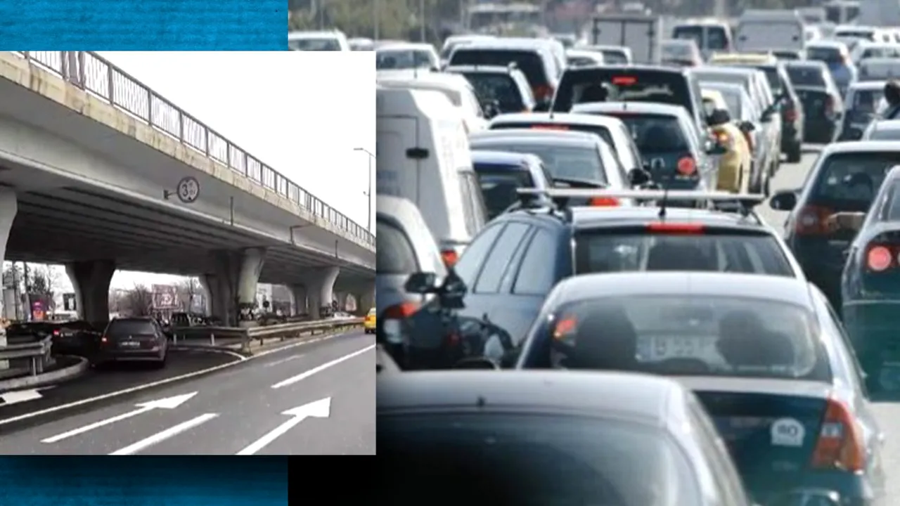 Bandă specială de întoarcere pe DN1, sub pasajul Otopeni. Atenție, accesibilă doar pentru vehiculele sub 3m înălțime!