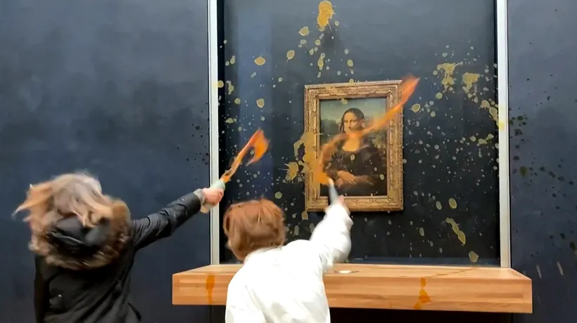 Supă de dovleac aruncată pe tabloul Mona Lisa! Muzeul a evacuat sala în care se află pictura