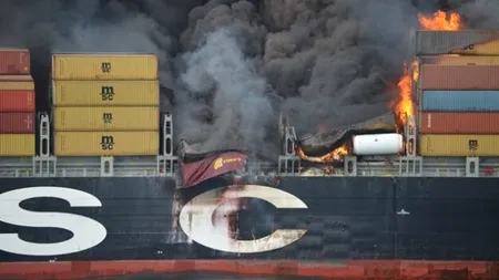 Nava Flaminia, distrusă parțial într-un incendiu, a acostat în Portul Constanța