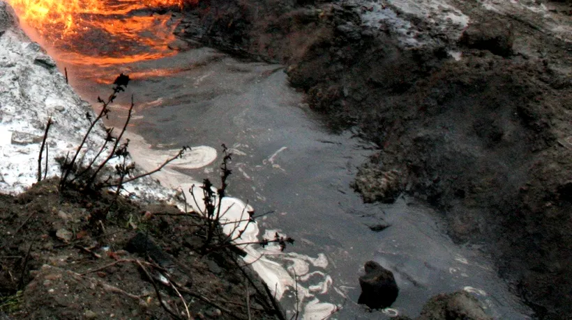 Trei tone de păcurină s-au scurs în canalizarea din Câmpulung Muscel și în râul Târgului