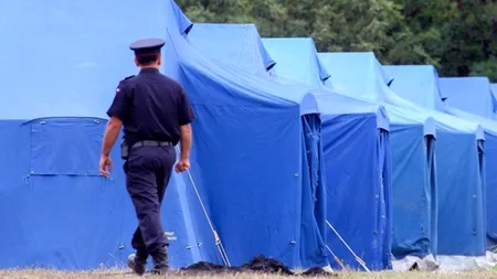 Refugiații care ajung în Timiș, cazați în corturi amplasate pe o fostă pășune