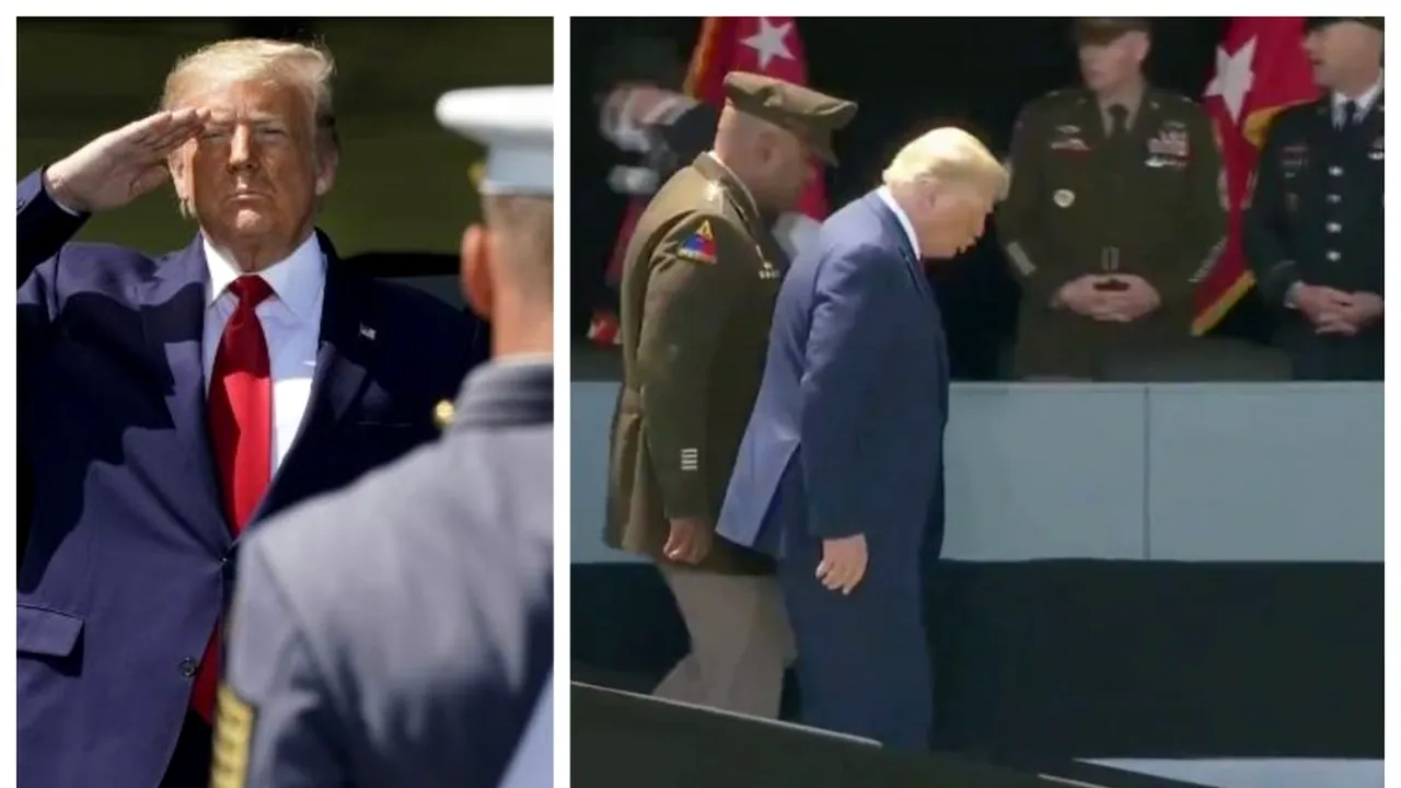 VIDEO. Probleme de sănătate pentru Donald Trump? Cum explică liderul SUA momentul bizar în care își pierde echilibrul pe o rampă