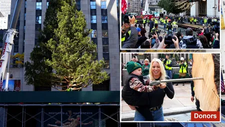 (VIDEO) Spectacol: bradul de Crăciun de la Rockefeller Center a ajuns în Manhattan. Sezonul festiv a început oficial la New York