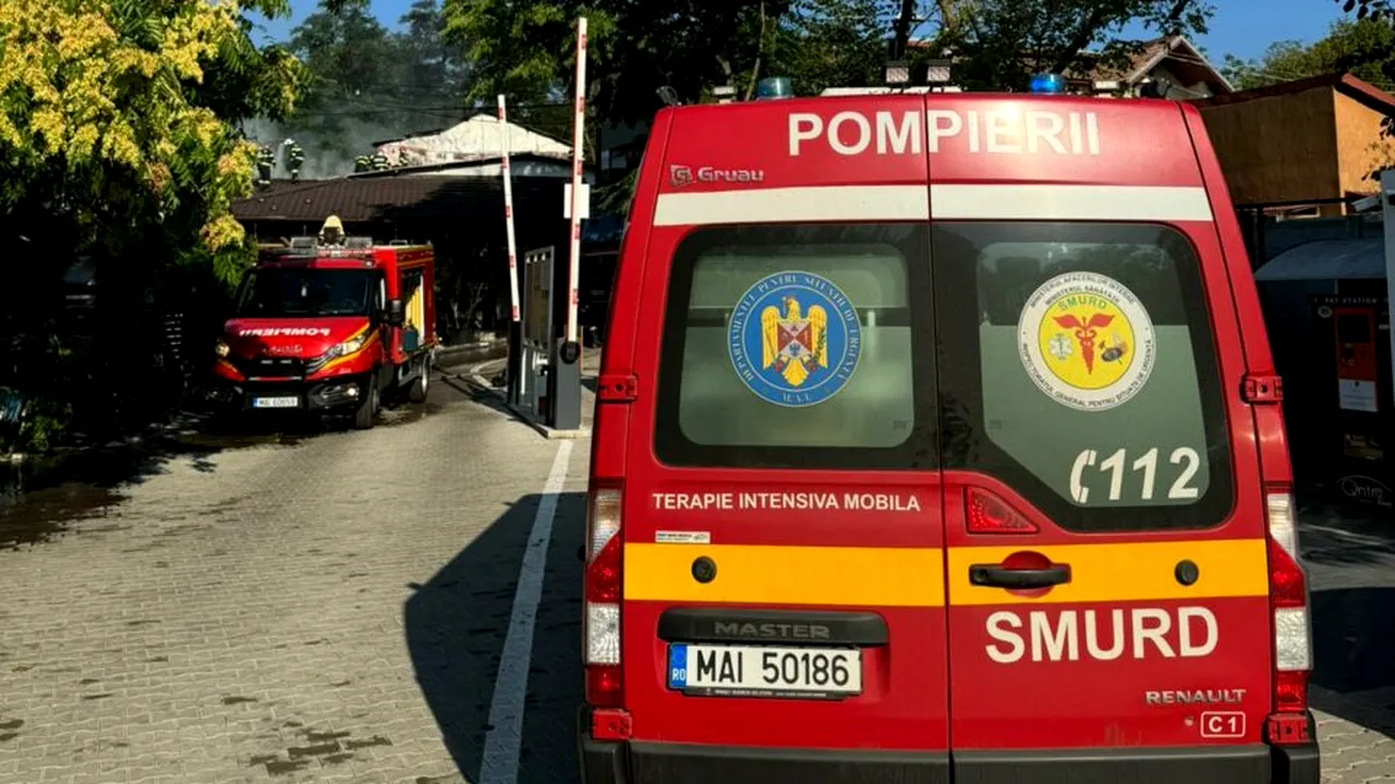 Incendiu puternic în incinta Academiei „Năstase & Marica Sports Club”, din zona Pipera / ISU București: „Există risc de propagare”