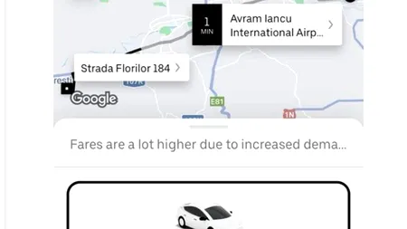 Câți lei i s-a cerut unui clujean pe o cursă Uber, de la aeroport acasă. E mai scumpă decât zborul cu avionul!