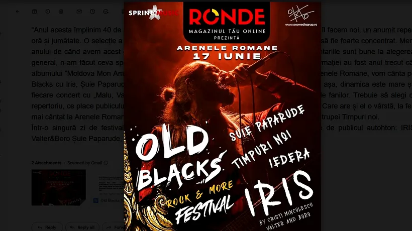 „Old Blacks Festival” is Back! Trupa TIMPURI NOI urcă pe scenă, la Arenele Romane. Când va avea loc concertul și ce trupe vor mai cânta