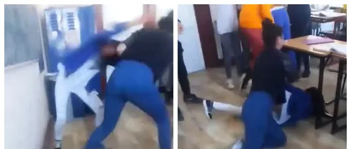 VIDEO| Elevă din Brașov, lovită cu bestialitate de o colegă, chiar în sala de clasă. Agresoarea a pus-o la pământ și a lovit-o cu pumnii și picioarele