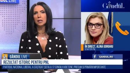 GÂNDUL LIVE. Alina Gorghiu, senator PNL: „Nu îi răspund domnului Barna. Am văzut toată campania. PNL a avut 34%, PSD 30%, USR 13%”