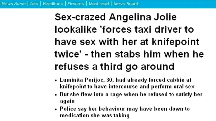 Taximetristul violat de sosia Angelinei Jolie, fenomen în presa britanică