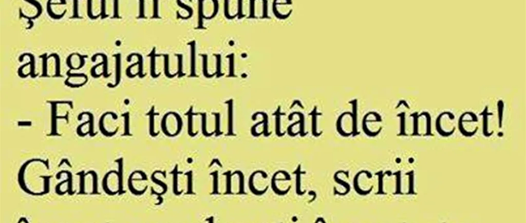 BANC | Șeful își dojenește angajatul: „Faci totul încet!”