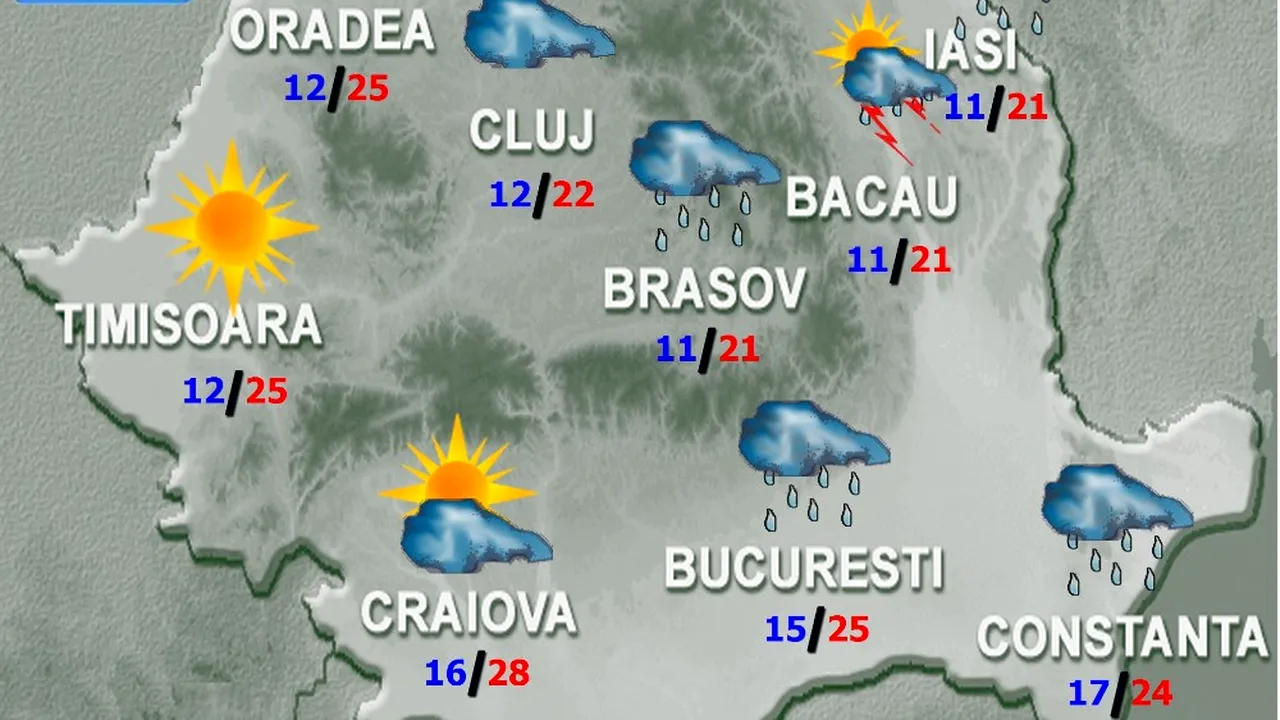 METEO | Vremea, în general, instabilă / În anumite regiune temperaturile vor scădea până la 9 grade