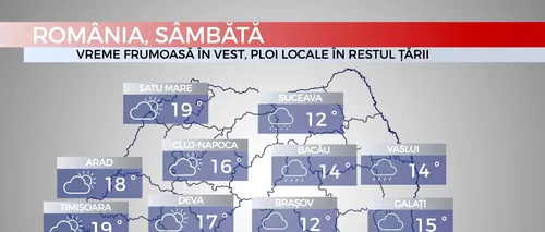 VREMEA. Prognoza meteo pentru weekend: Plouă sâmbătă și duminică. Data la care vor crește temperaturile