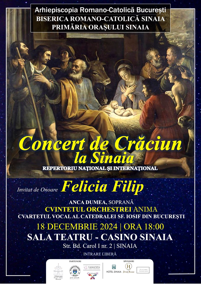 Concert de CRĂCIUN la Sinaia. „O invitație la trăirea valorilor umane și creștine în familie și în societate”