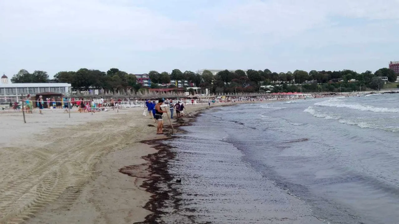 O plajă din Mangalia a fost ÎNCHISĂ din cauza poluării cu DEȘEURI petroliere 