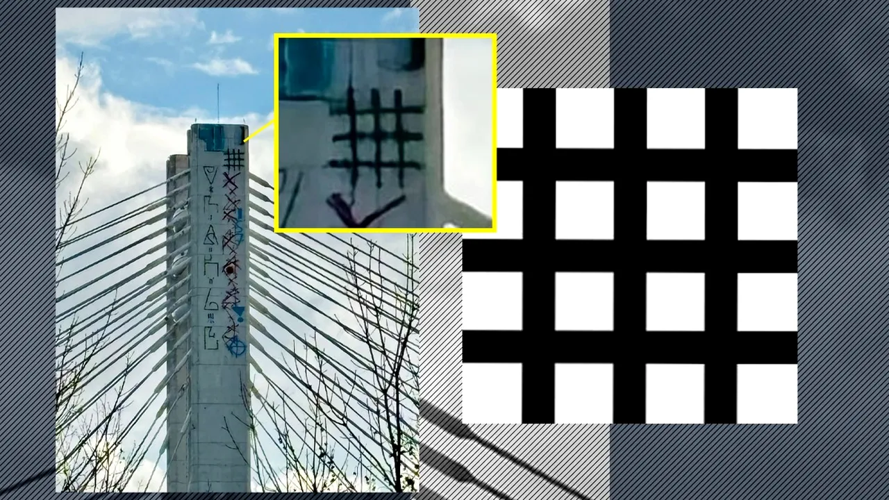 Poliția îi caută pe cei care au desenat INSCRIPȚII legionare pe podul Basarab. SIMBOLUL din partea de sus a pilonului / Fotografii și acuzații