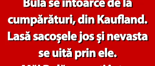 BANC | Bulă se întoarce de la cumpărături, din Kaufland