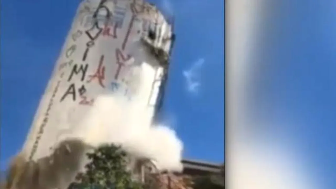 Demolarea unui rezervor de apă din Brazilia, scăpată de sub control. Construcția a luat-o la vale și a distrus mai multe mașini (VIDEO)
