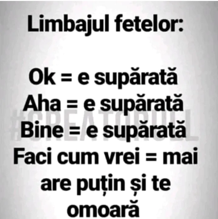 Bancul de miercuri | Limbajul fetelor