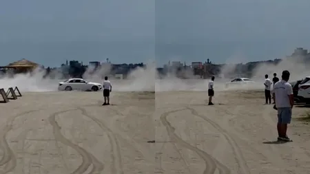 Ce amendă a primit un șofer care a intrat cu un bolid de lux pe plaja din Constanța pentru a face drifturi. Ce arată legea