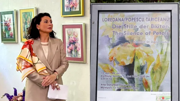 Loredana Popescu Tăriceanu își expune picturile în Germania. Imagini inedite de la vernisajul expoziției „Liniștea Petalelor”, din Baden-Baden
