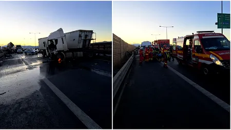 ACCIDENT teribil pe Centura Sibiului. Nouă persoane rănite după o coliziune între un TIR și două camionete