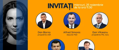 GÂNDUL LIVE. Președintele USR, Dan Barna, și liderul PMP, Eugen Tomac, printre invitații Emmei Zeicescu la ediția de miercuri, 25 noiembrie 2020, de la ora 11.30