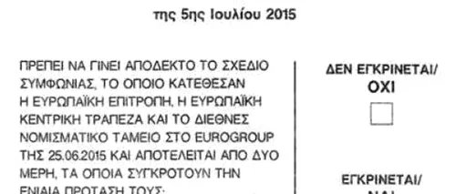 Întrebarea la care grecii trebuie să răspundă la referendumul de duminică. Ce „artificiu apare pe buletinele de vot