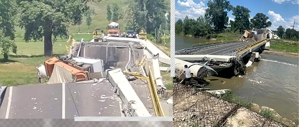 BREAKING NEWS | Un pod de beton peste râul Siret s-a rupt. Imagini uluitoare de la fața locului