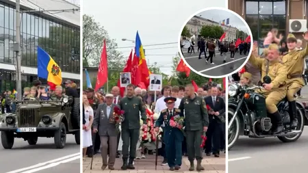 În paralel cu parada de la Moscova, la Chișinău, mai mulți moldoveni au ieșit costumați în militari sovietici și au fredonat în cor „Katiușa”