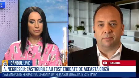 Adrian Negrescu, consultant economic, la GÂNDUL LIVE: „Inflația va mai crește în jur de 10-15%. Aproximativ 3 milioane de români trăiesc la limita subzistenței” - VIDEO