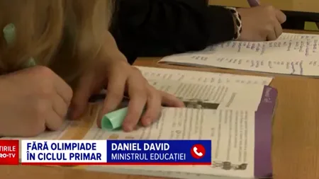 Fără OLIMPIADE și concursuri în clasele primare. Explicația ministrului Educației, Daniel David
