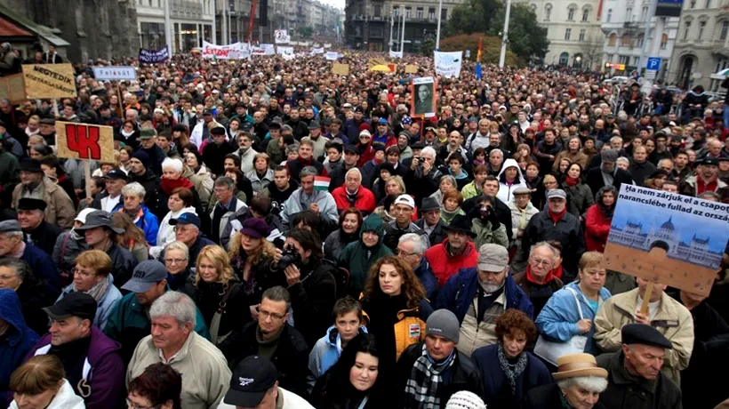 MANIFESTAȚII DE AMPLOARE, așteptate marți în UNGARIA. Organizatorii speră să adune 200.000 de oameni la Budapesta