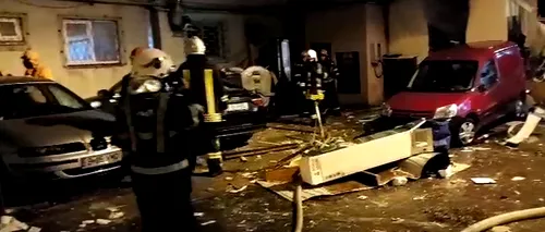 Explozie puternică la parterul unui bloc din București. Cel puțin 16 mașini au fost avariate