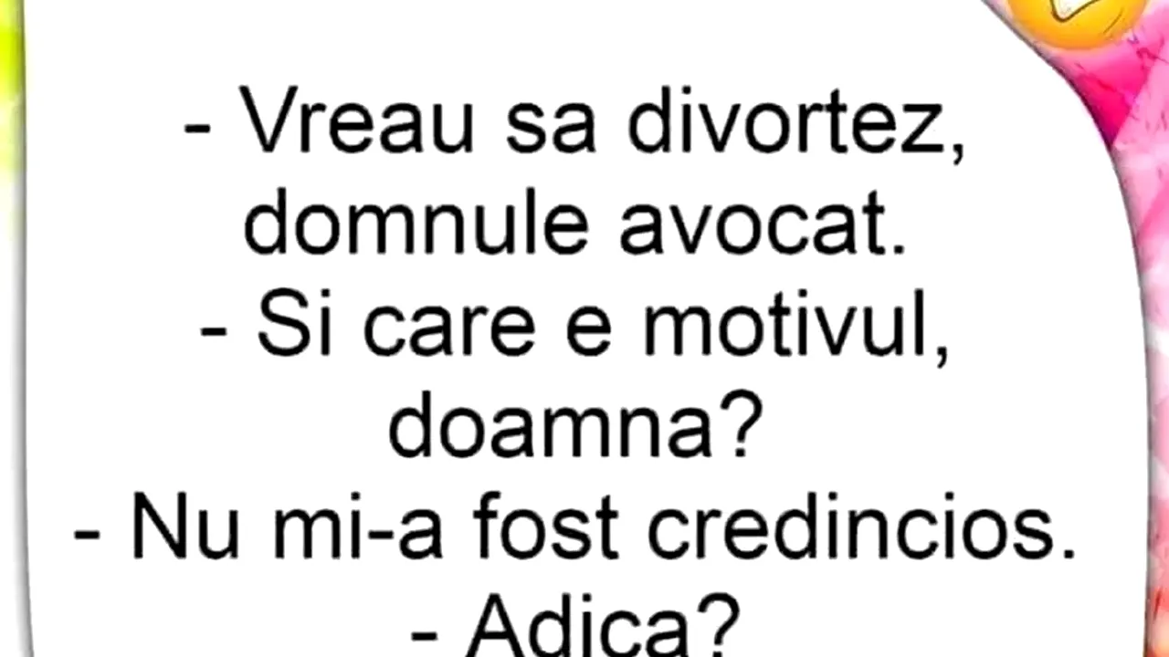 Bancul de sâmbătă | „Vreau să divorțez, domnule avocat!”
