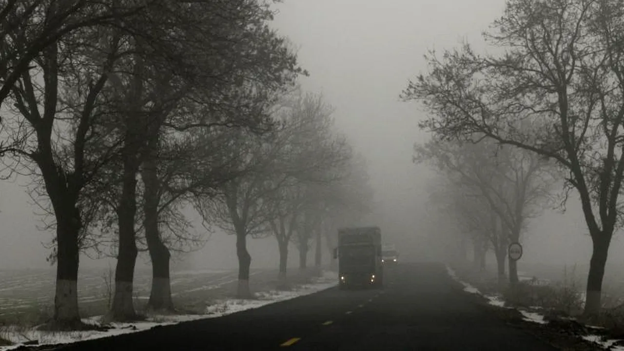 ANM: COD GALBEN de ceață în mai multe județe. Trafic îngreunat pe A2