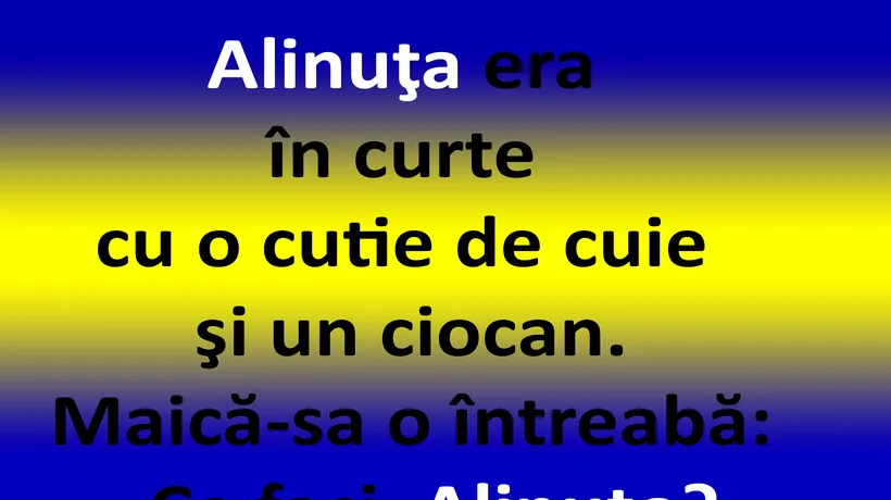 Bancul nopții | Alinuța stă în curte, cu un ciocan