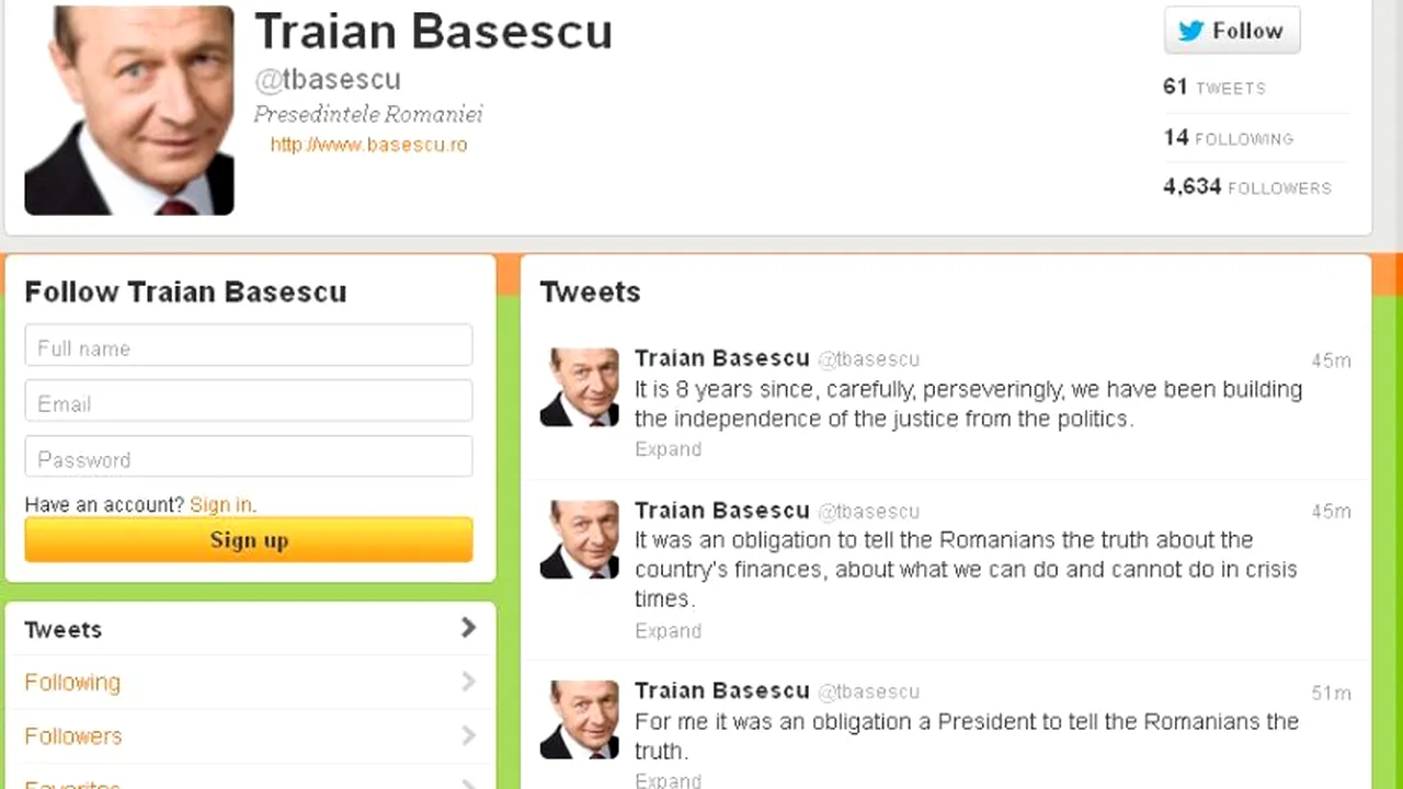 Traian Băsescu a intrat în campanie. Ce a scris președintele pe Twitter