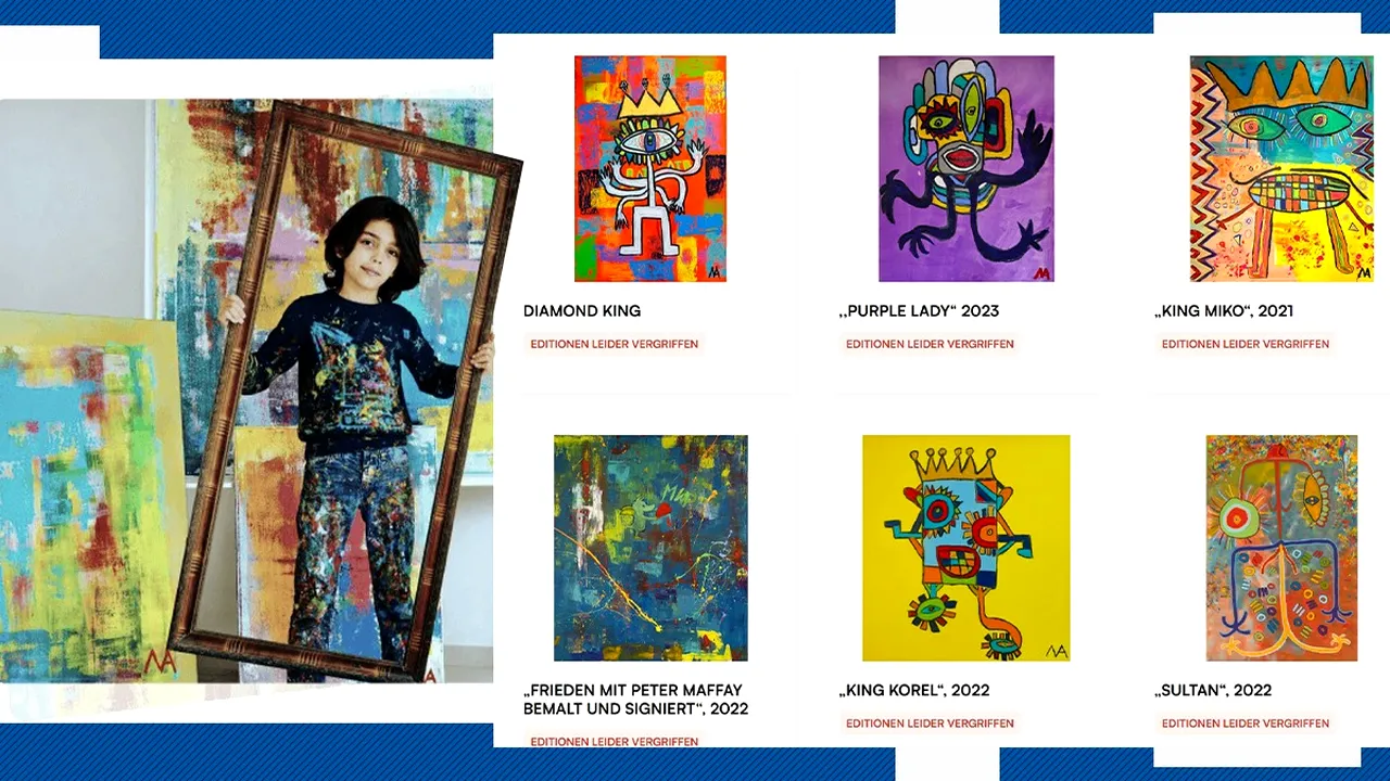 La 12 ani este poreclit „Picasso al generației Z”: Vinde picturi abstracte la 30.000 de EURO, însă încasează o alocație lunară de numai 50 euro