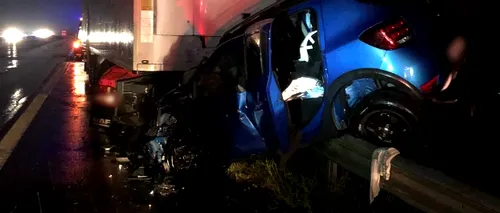 Accident cu cinci victime pe A1 în județul Giurgiu. Un autoturism și un autotren, implicate în impactul violent
