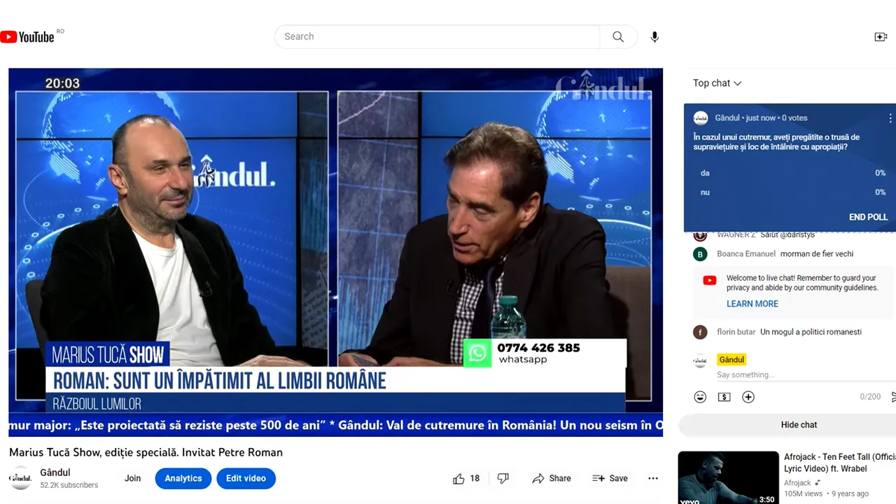 POLL Marius Tucă Show: „În cazul unui cutremur, aveți pregătite o trusă de supraviețuire și loc de întâlnire cu apropiații?”