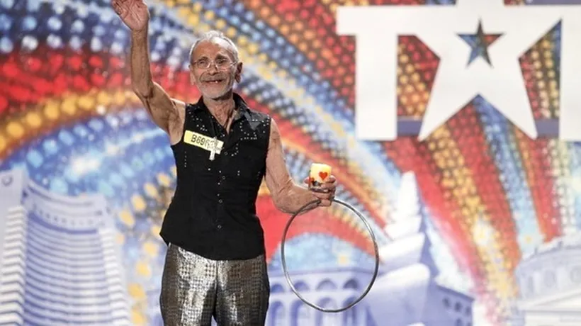 ROMÂNII AU TALENT. Florin Cârpaci, contorsionistul de 82 de ani căruia prezentatorii i-au spus că e tras prin inel. VIDEO