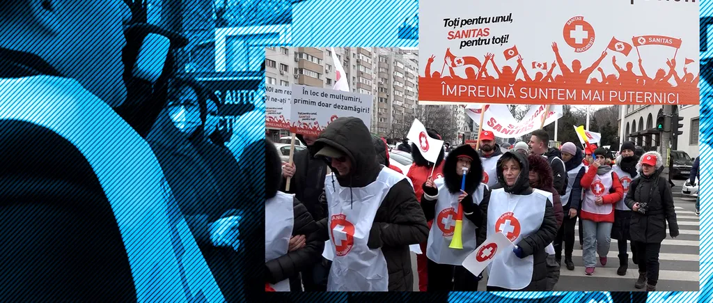 EXCLUSIV VIDEO | Angajați din sistemul sanitar au protestat în fața mai multor spitale din București. Vicepreședintele Federației Sanitas: Am putea ajunge la grevă generală