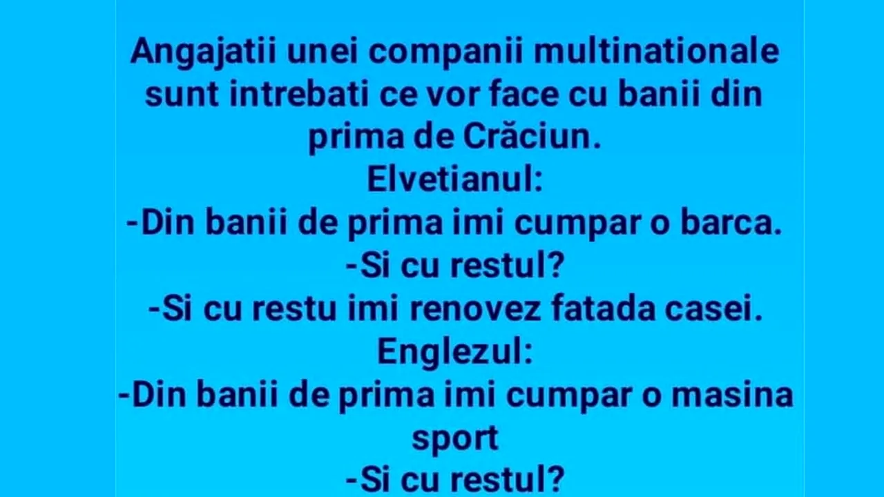 Bancul de vineri | Ce fac corporatiștii cu prima de Crăciun, de fapt