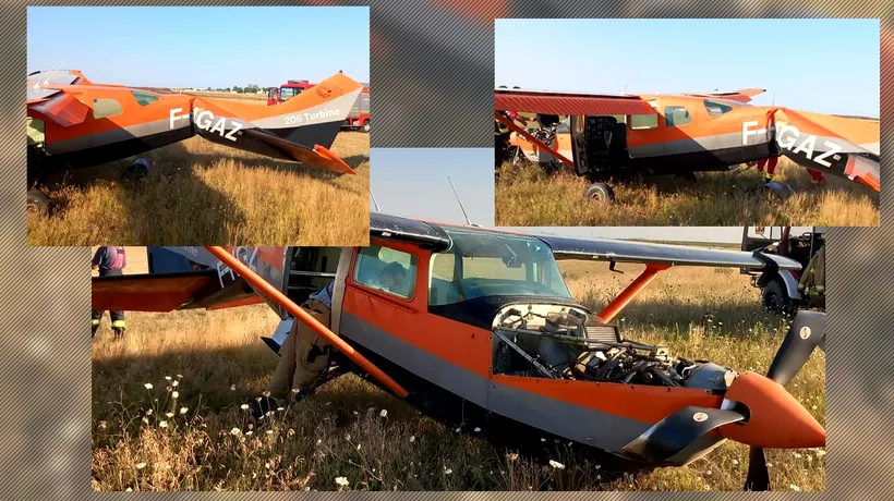 FOTO | Un avion civil a aterizat forțat pe aerodromul din Tuzla. La bord se aflau șapte persoane, pilotul și șase parașutiști