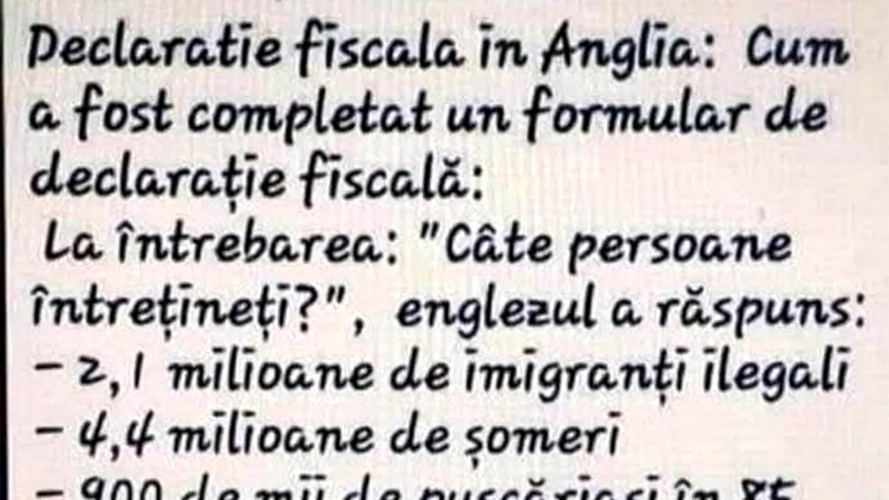 BANCUL ZILEI | Declarație fiscală în Anglia