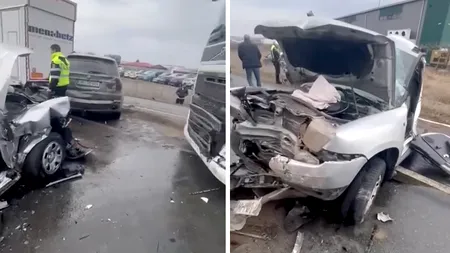 ACCIDENT grav pe Centura de Nord a Craiovei. Două TIR-uri și trei mașini implicate în coliziune. Totul a plecat de la un șofer bulgar neatent