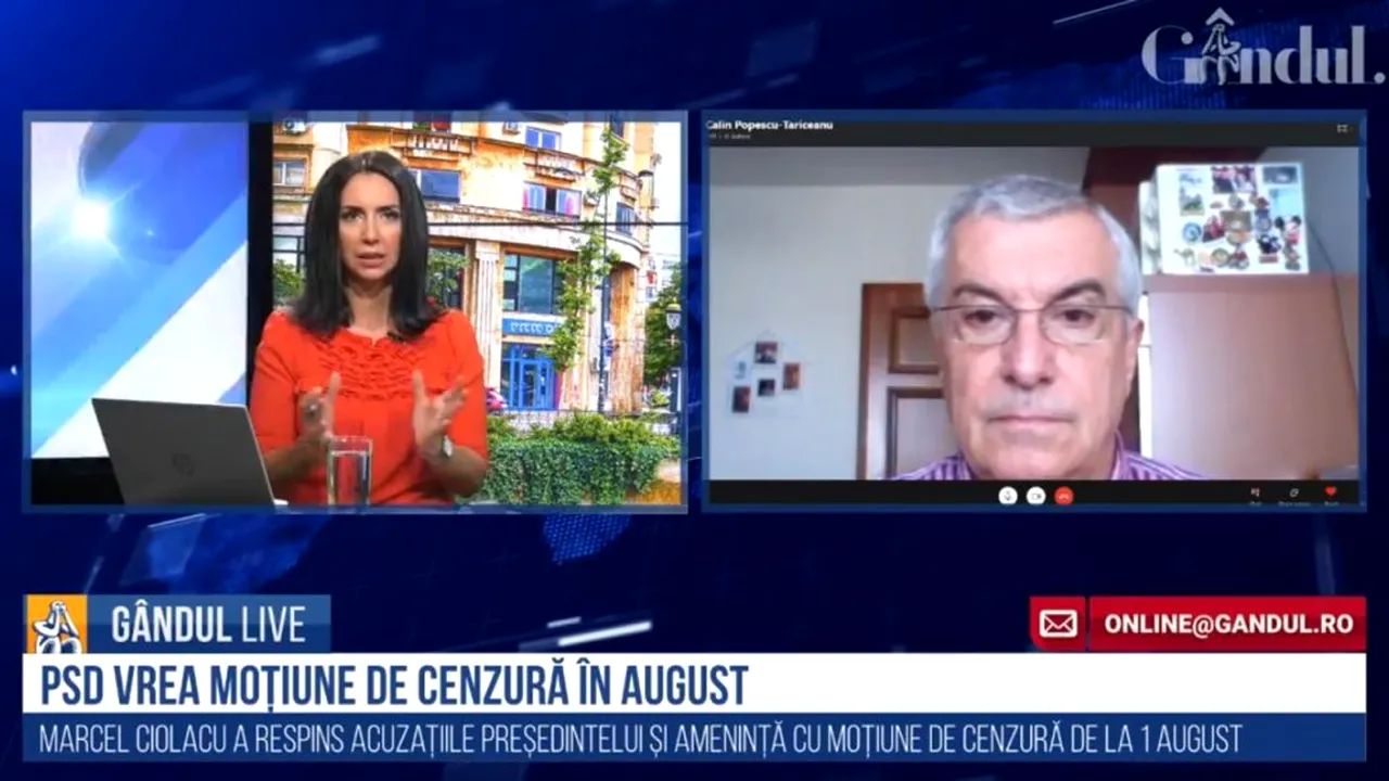 GÂNDUL LIVE. Călin Popescu Tăriceanu, liderul ALDE: „Iohannis a stat ca o valiză la Bruxelles” / „Vrem să ținem în continuare un guvern nătâng?” Moțiunea de cenzură din august va fi votată de parlamentarii ALDE