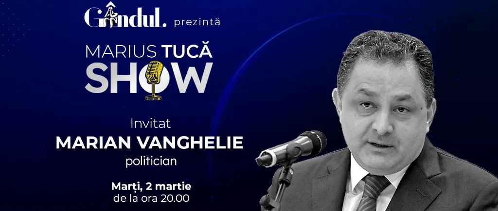 Marius Tucă Show începe marți, 2 aprilie, de la ora 20.00, live pe gândul.ro. Invitat: Marian Vanghelie