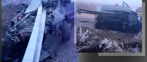 Patru persoane au fost rănite pe un drum din Neamț, după ce mașina în care se aflau a intrat într-un parapet metalic
